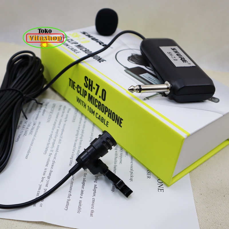 MIK KANCING JEPIT SHURE SH 7.0 MICROPHONE CLIP ON MIKROFON MIC KERAH