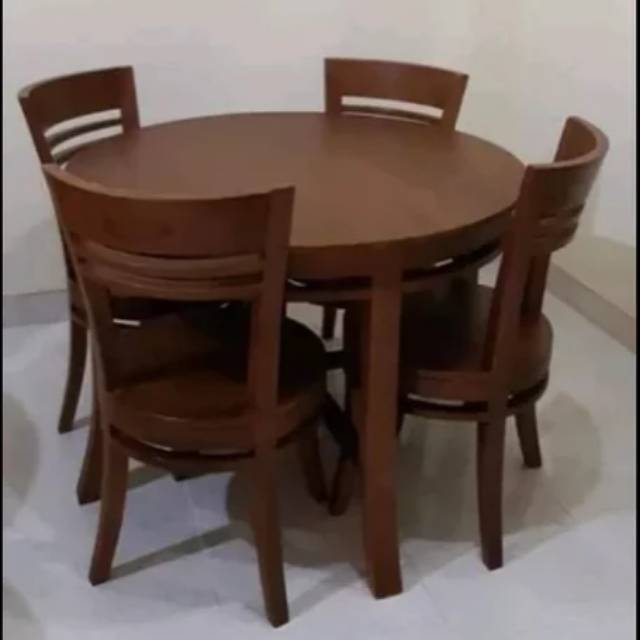 Kursi meja makan bulat minimalis kayu jati best seller | Shopee Indonesia