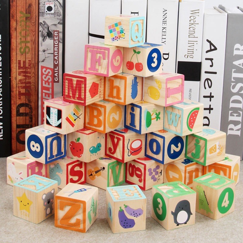 wooden kabi abc building blocks - balok huruf - mainan edukasi anak