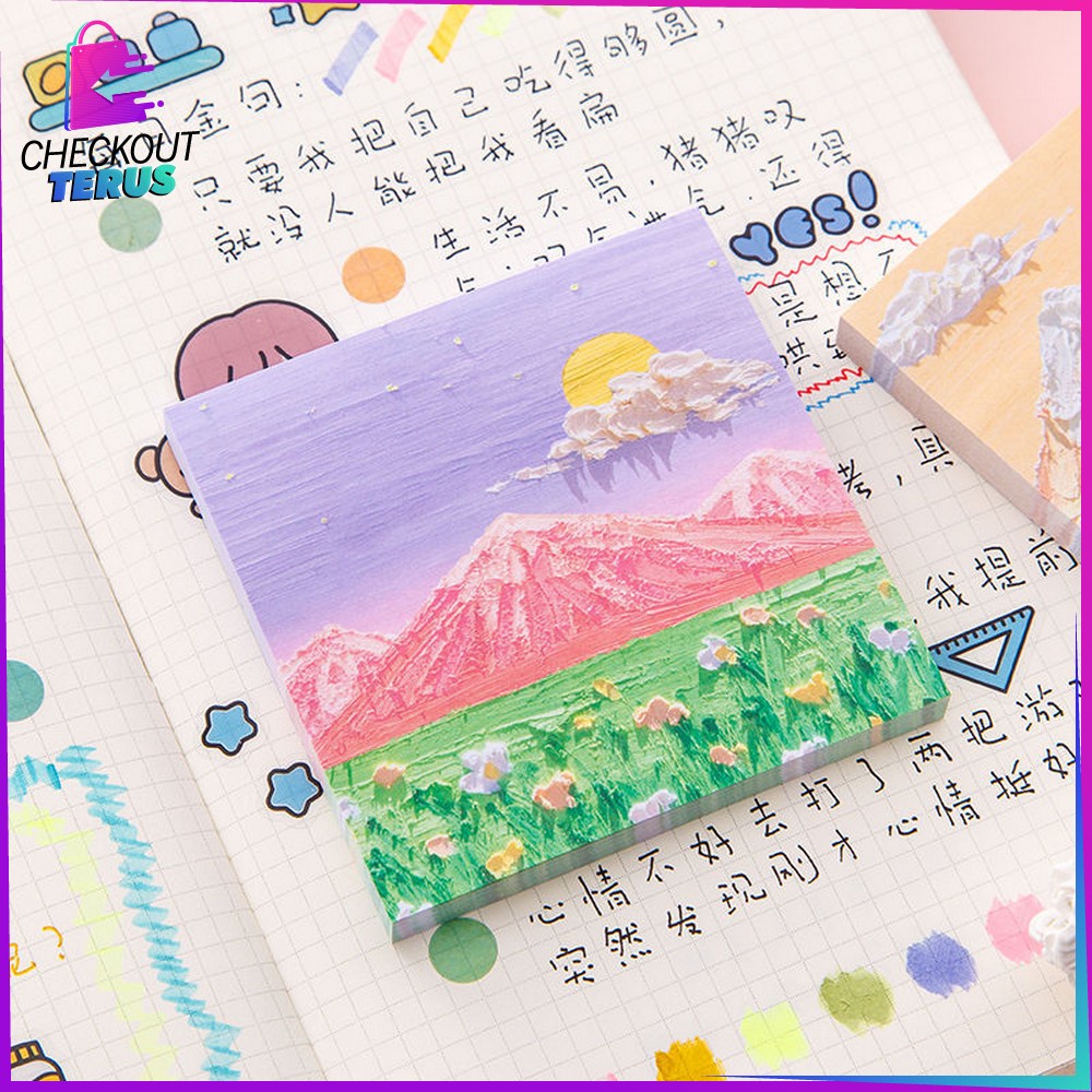 CT A37 Memo Tempel Notes Pemandangan Motif Alam Indah Memopad lucu Aesthetic Sticky Notes Memo Sticky Note