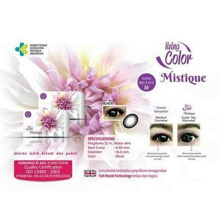 Paket GREY Mistique Softlens Living Color + FREE Lenscase + FREE Cairan Softlens 60ml - Warna Grey