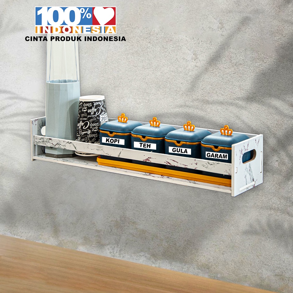 Rak Bumbu Gantung Dinding Dapur Tempat Penyimpanan Bumbu Dapur Serbaguna Kayu MDF - LC010