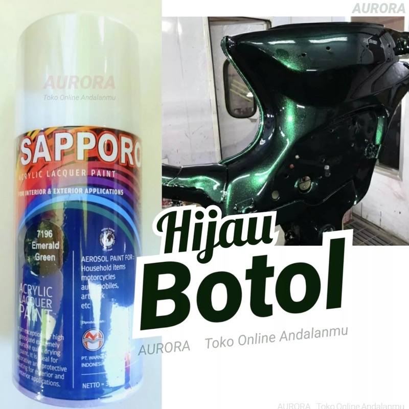 SAPPORO EMERALD GREEN 7196 pilok pilox pylox cat semprot motor mobil sepeda