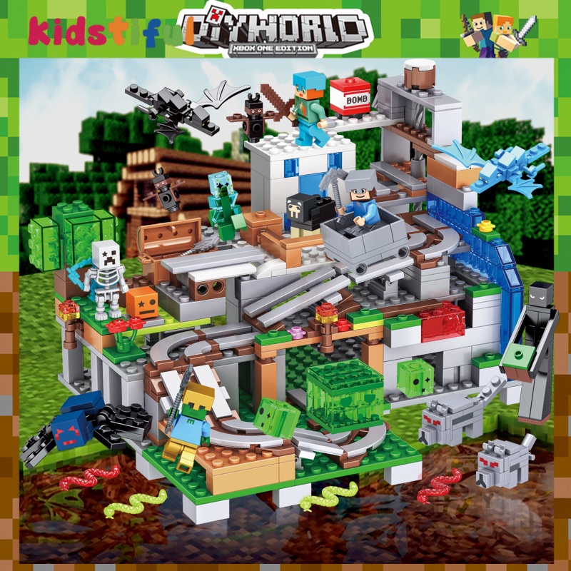 Mainan Minecraft Mainan Balok Susun Minicraft Kompatibel Dengan Anak Laki Laki