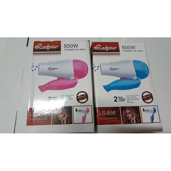 Hair Dryer Mini Lipat ladystar ls-658 Foldable HairDryer Pengering rambut