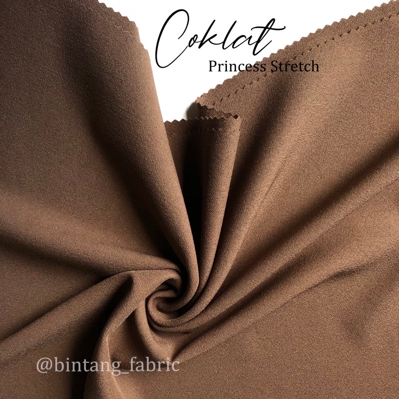 Bahan Kain Princess Stretch Lady Zara 1 meter-Coklat