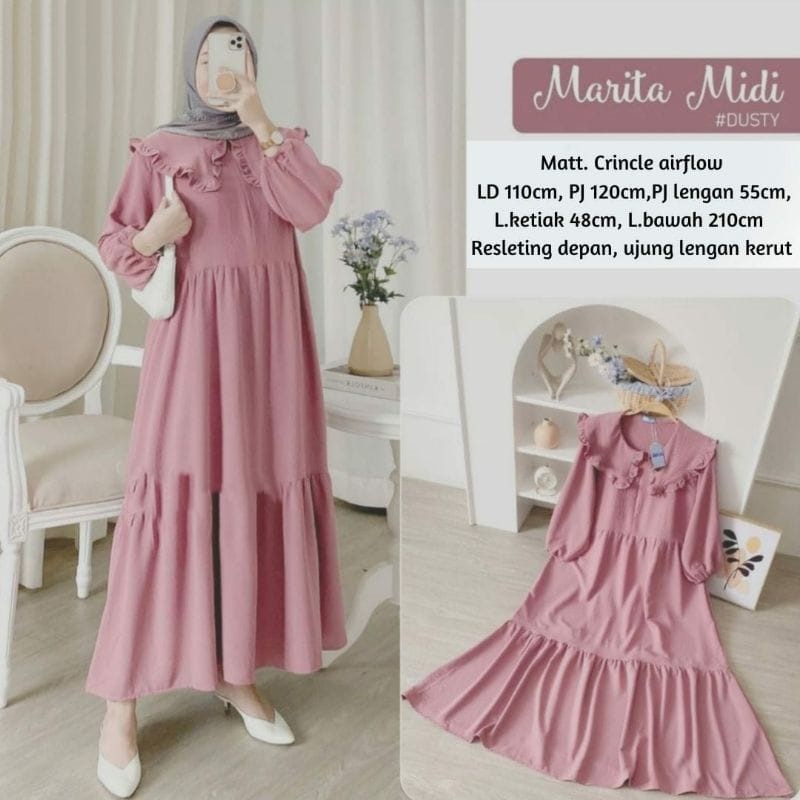 MARITA DRESS MIDI CRINKLE AIRFLOW IMPORT