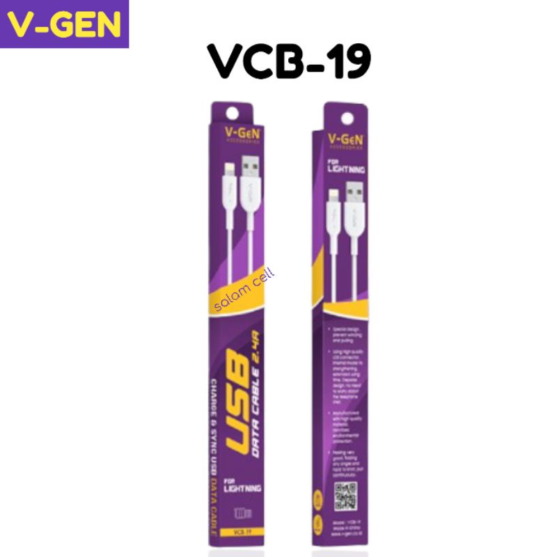 Kabel Data iPHONE Fast Charging 2.4A V-GEN VGC-05 Cable Lightning Original Vgen Garansi Resmi