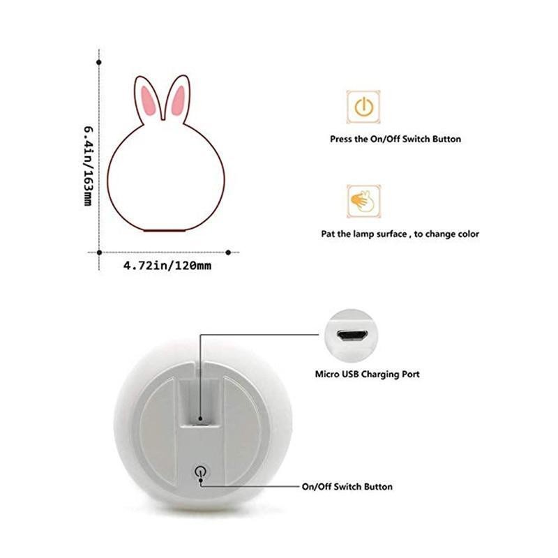 Lampu Tidur Lucu Silicone Lamp Led RGB Light Rechargeable Lampu Kado Ulang Tahun Lampu Anak