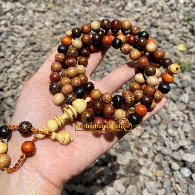 Sangat Nyaman.. Tasbih KOMBINASI 9 Kayu Bertuah 8mm dan 10mm|  Tasbih Kayu Kombinasi Bersertifikat d
