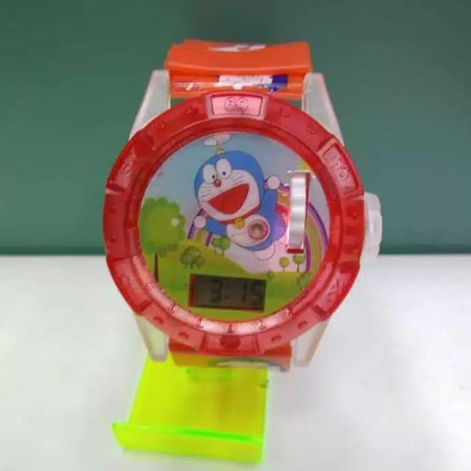 Jam tangan anak musik Laser Proyektor DORAEMON - Merah