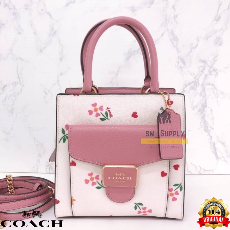 TAS WANITA COACH MINI PEPPER HEART PRINTED CROSSBODY C7599