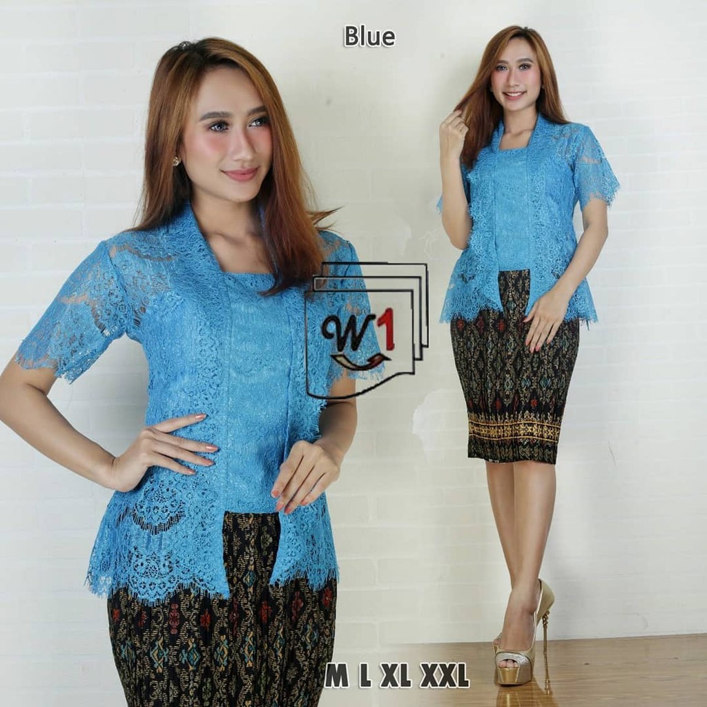 Kebaya Modern Brukat Biru