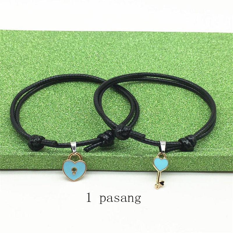 Tai Chi Yin dan yang 2 pcs Gelang Couple Magnet Pasangan Liontin Kreatif Pesona Gelang Perhiasan Hadiah Kekasih/ Couple Magnetic Attract Braided❤Yimi❤-#19