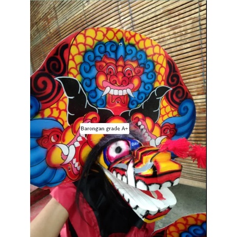 Barongan kayu ukuran 4 mainan anak jamang berbahan talang motif bagus sudah termasuk kain tinggal pe