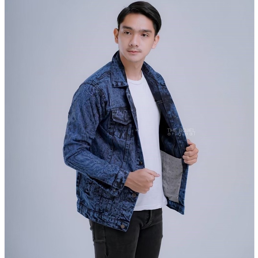 Jaket Jeans sandwash pria dewasa m l xl Jaket Pria Original Jaket sandwash Polos Tebal Kualitas Premium Pria Jaket Cowok