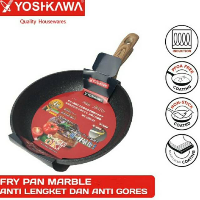 FRYPAN PENGGORENGAN KERAMIK MARBLE YOSHIKAWA 18  20 22 24 CM