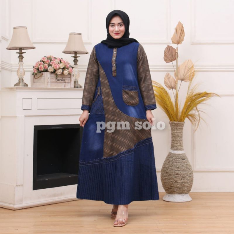 gamis jeans wanita ld 100