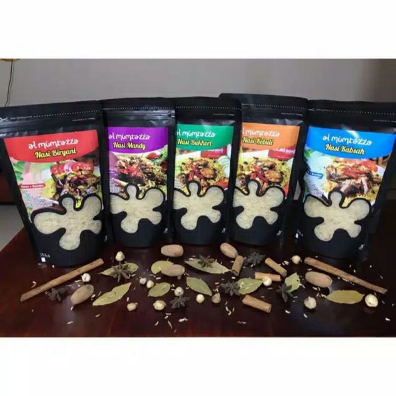 

PAKET COMBO 5 VARIANT AL MUMTAZZA BIRYANI,KEBULI,MANDHI,KABSAH,BUKHORI 100% ORIGINAL.
