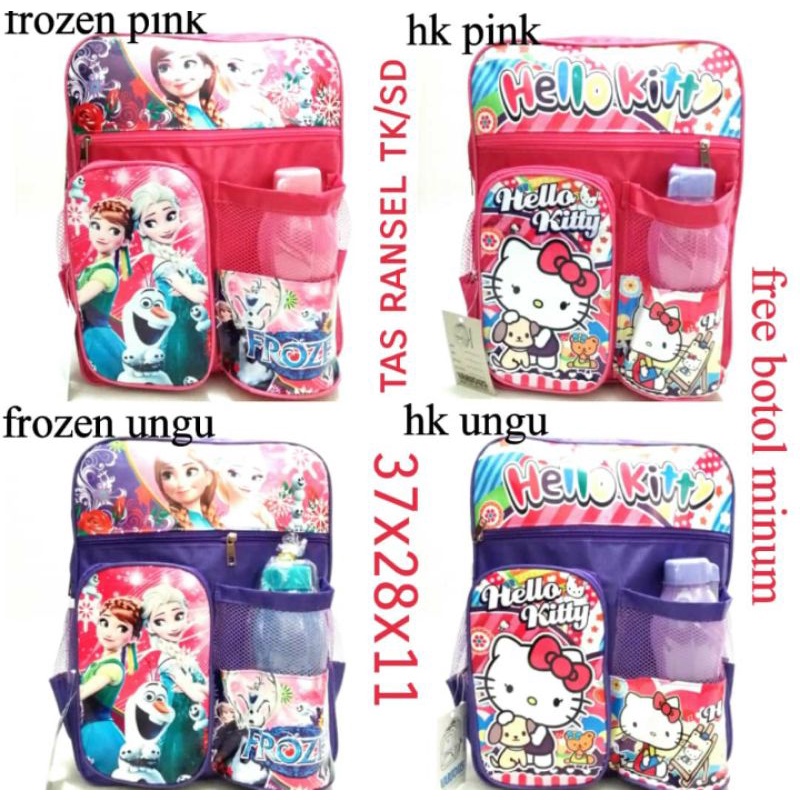 TERBARU TAS RANSEL ANAK PEREMPUAN MURAH TK/SD FREE BOTOL MINUM FROZEN HELLO KITTY  201221