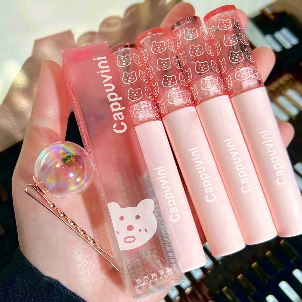 CAPPUVINI Pink Bear Jelly Lip Cream Watery Lipstik Luminous XX039