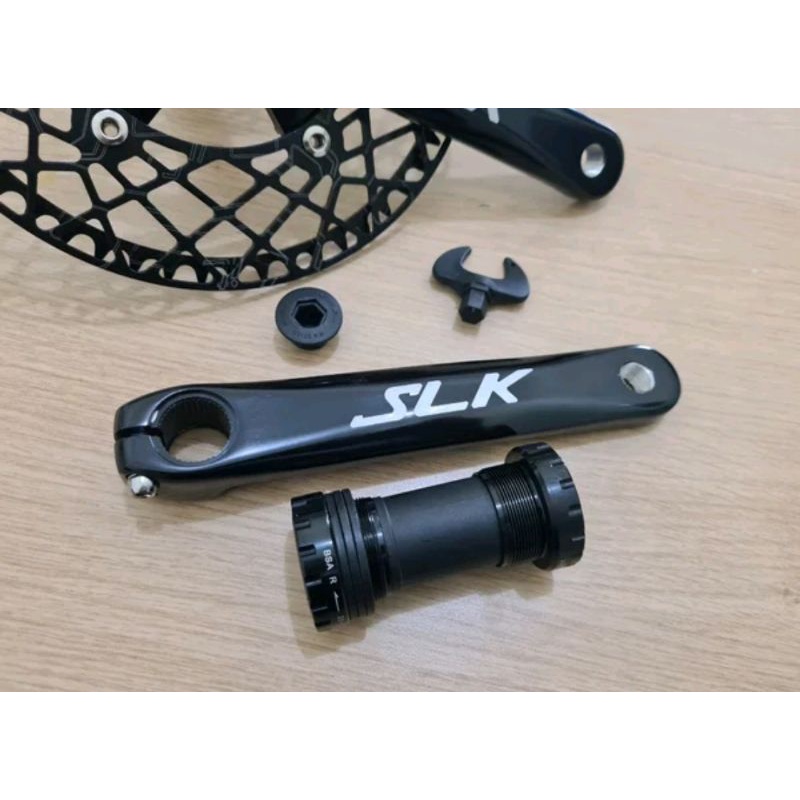 Crank Set HT2 Sepeda Arm SLK Chainring Litepro Spider 53T Black Hollowtech II - Hitam Crankset Folding Bike Roadbike Seli Litepro 53 T 170mm