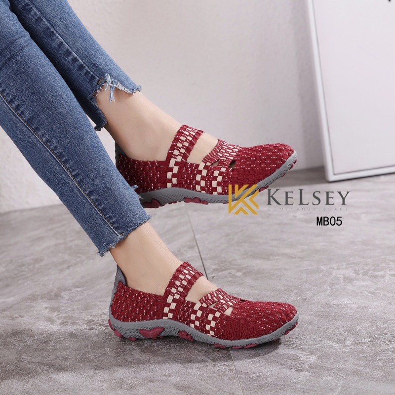 (GRATIS ALAS KAKI) NICOLE  Sepatu Flat Rajut Wanita Kelsey MB05