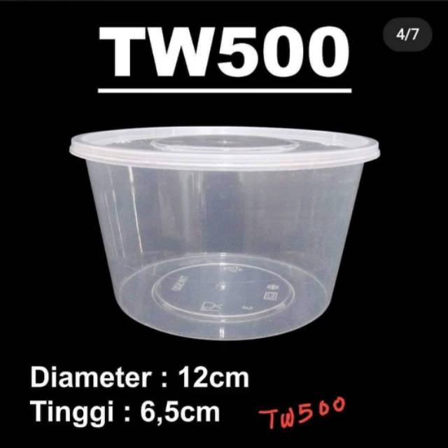 Jual Kotak Makan Plastik / Thinwall / Food Container - Bulat 500ml ...