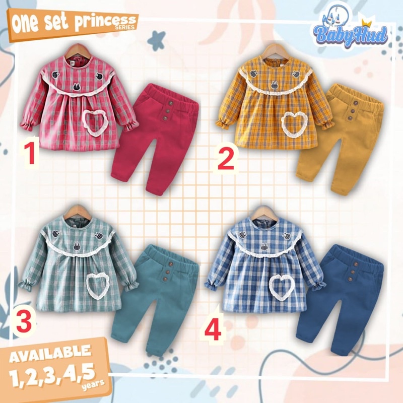 RAF BABY HUD One Set Princess Baju Atasan Bawahan Pakaian Anak Perempuan Setelan BabyHud