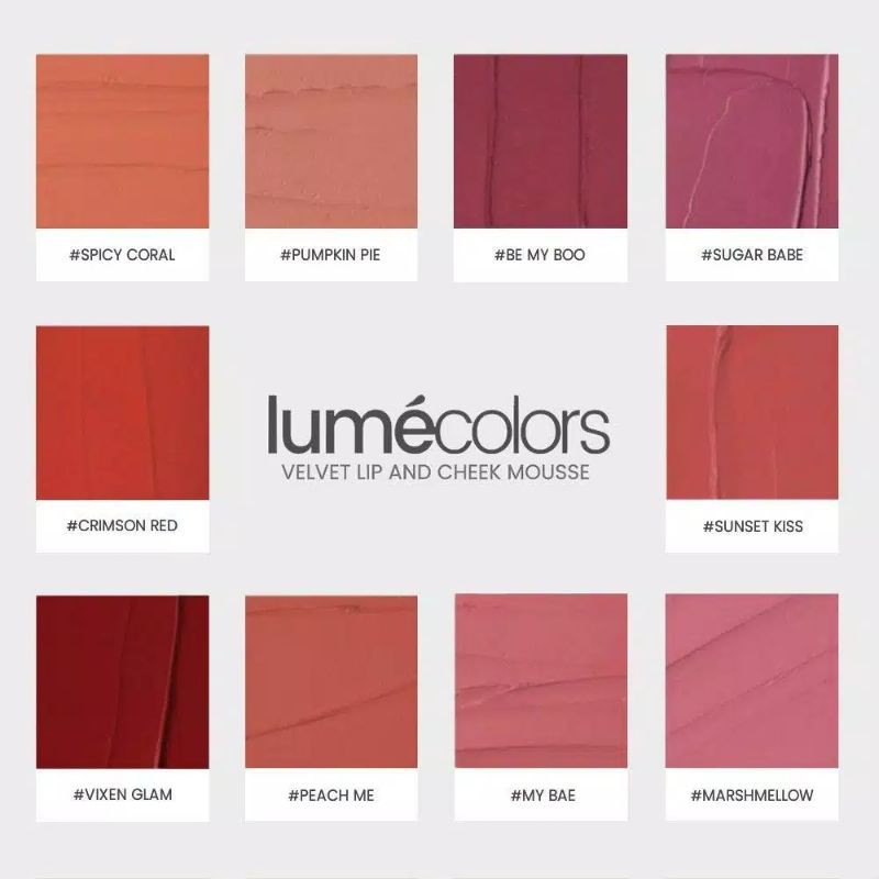 Lumecolors Lip &amp; Cheek Mousse Lipmousse Lipstik 3in1 Bisa untuk eyeshadow &amp; blush on