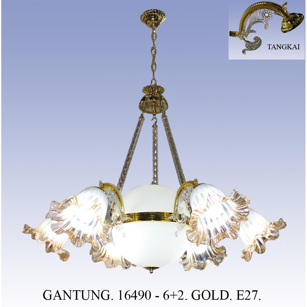 Lampu Hias Gantung Minimalis Dekorasi Ruang Tamu 16490 / 6+2 CH/GD