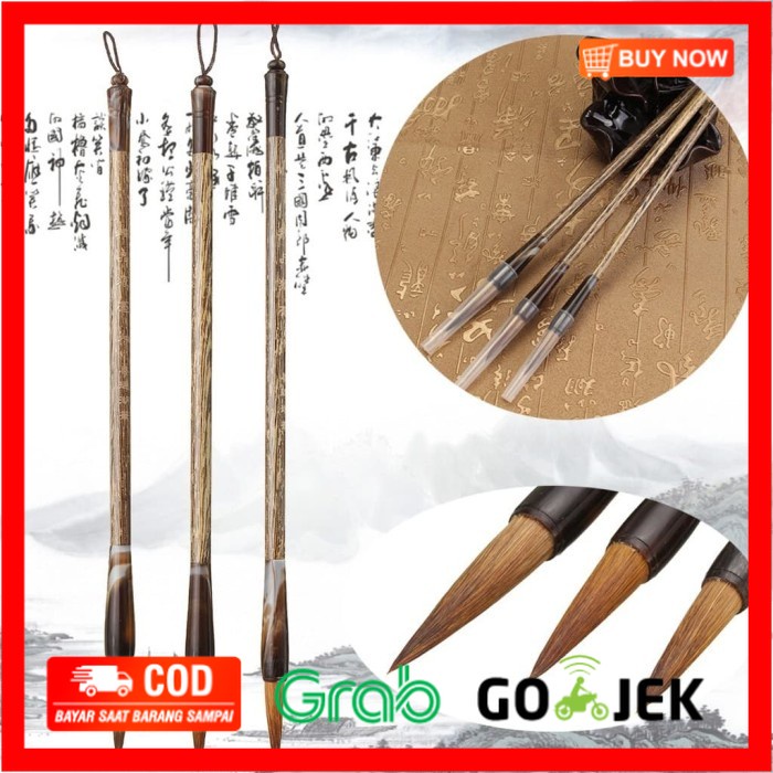 

(BISA COD) Kuas Kaligrafi Cina Bahan Bulu Serigala/Musang dengan 3 Ukuran