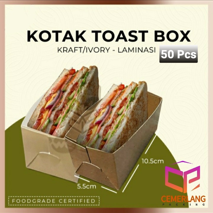 Janji Jiwa Toast Box Cromboloni / Dus Tray Kotak Roti Bakar Kraft Coklat Ivory Putih