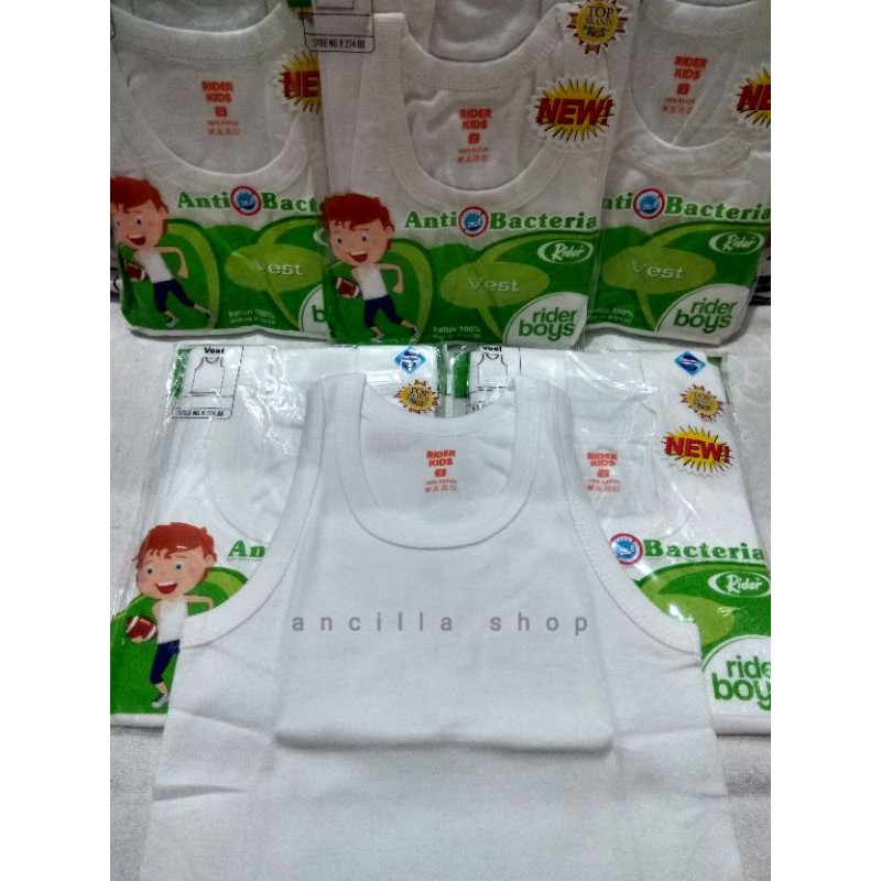 Kaos Dalam Singlet Anak Pria Cowok Laki-laki Rider Kids Original R 224 BB Putih Polos - Isi 1 pcs - 