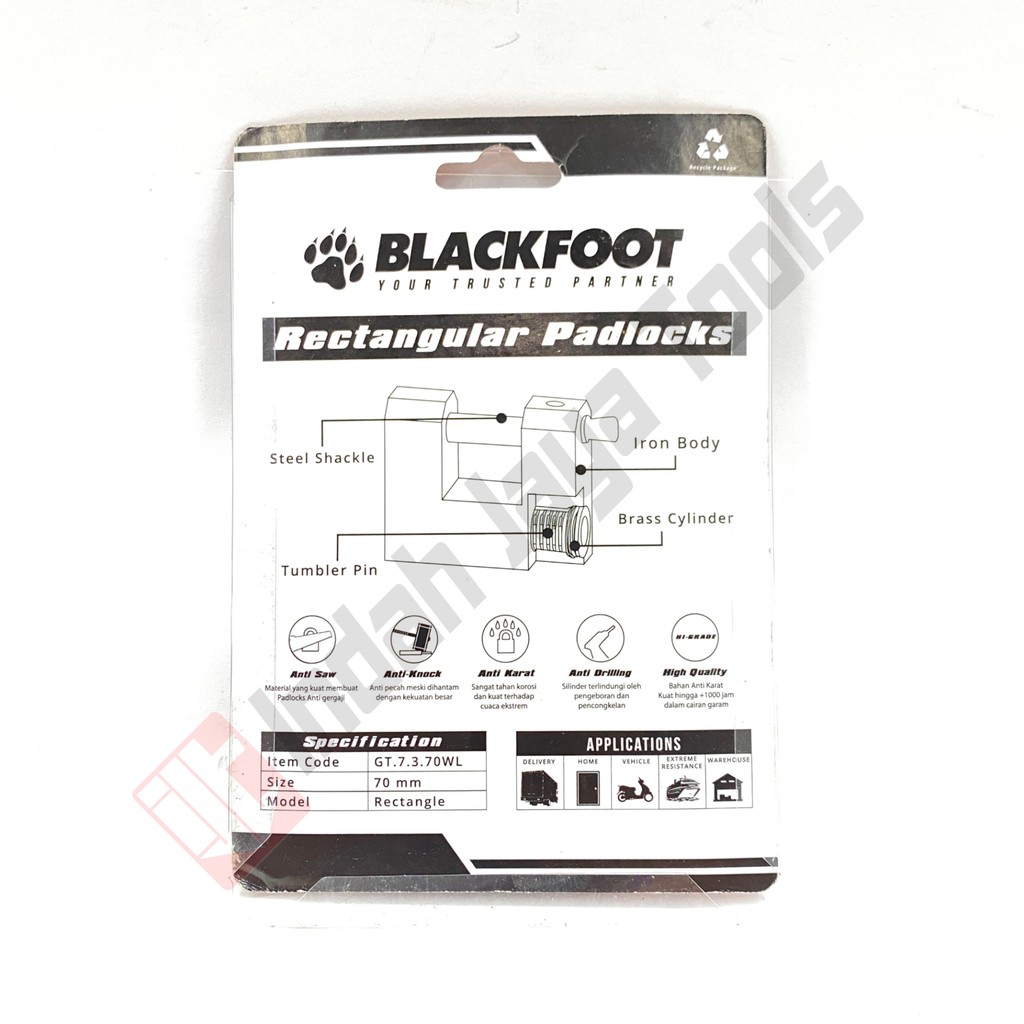 BLACKFOOT Rectangular Padlocks - Gembok Gudang Kotak Panzer Panser Anti Maling