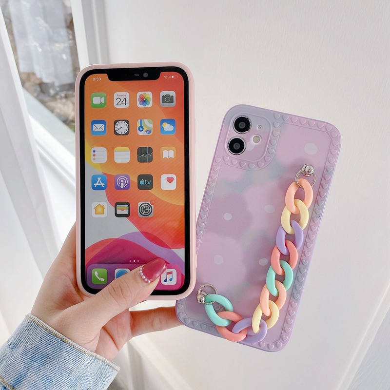 Rainbow Bracelet Nice Purple Flowers Soft Case OPPO A83 A3S A7 A5S A12 A11K F9 A52 A92 A9 A5 A31 A53 A33 2020 A57 A39 Reno 5 6 4F 5F A15 A15S A16 A54 A74 F1S F11 A16 A54 A95 K3 K5 A1K Cute Women's Gifts Casing