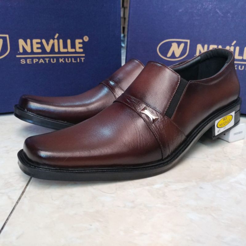 Neville Sepatu Pantofel Pria Bahan Kulit Asli Elegan Murah Formal Kantoran Kode NV7