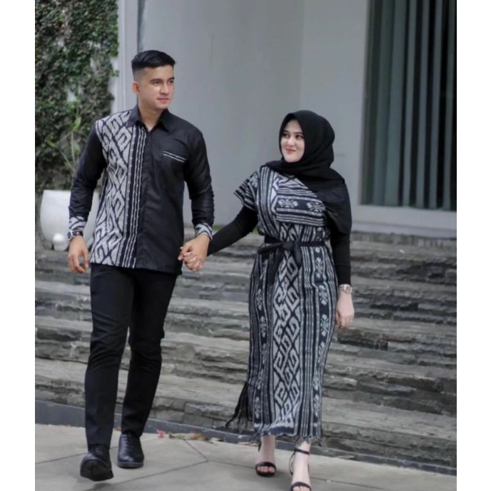 Baju Tenun Couple Pasangan Kekinian Toraja Hitam Couple Tenun Kondangan Baju Tenun Jepara Baju Tenun