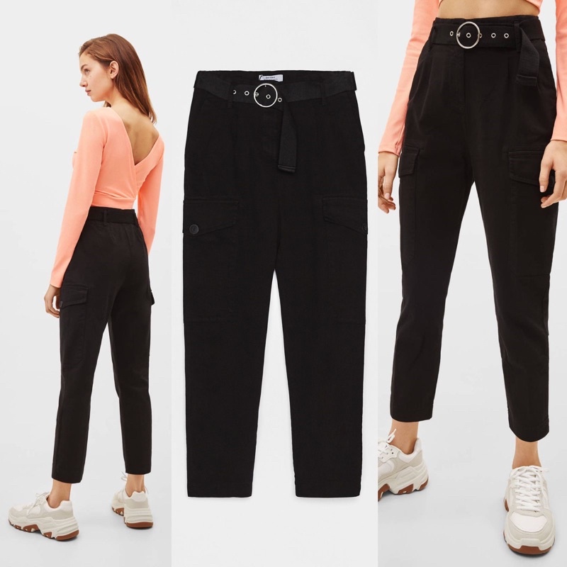 BERSHKA CARGO JEANS Removable belt