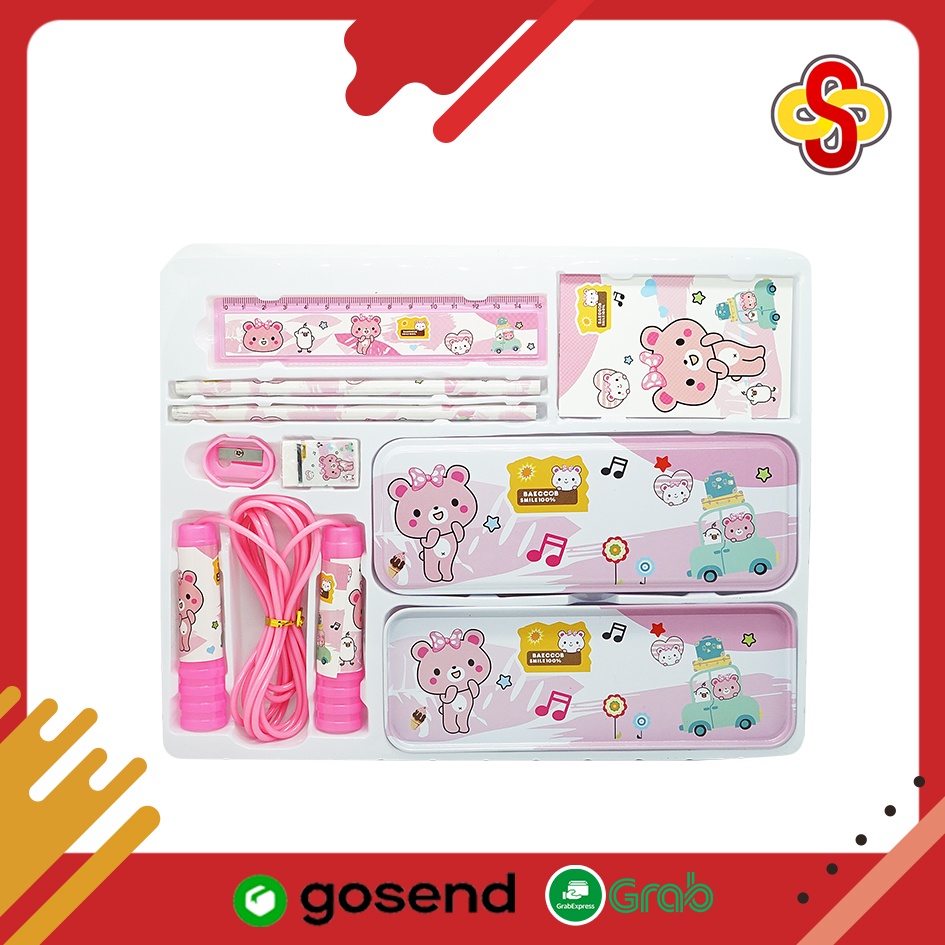 Set Alat Tulis Sekolah Anak 8 in 1 Karakter Stationery Set 9903