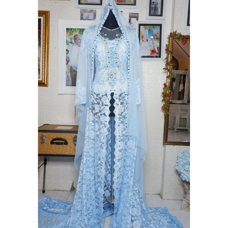 Jual Rental/sewa_kebaya pengantin_biru/panjang Shopee Indonesia