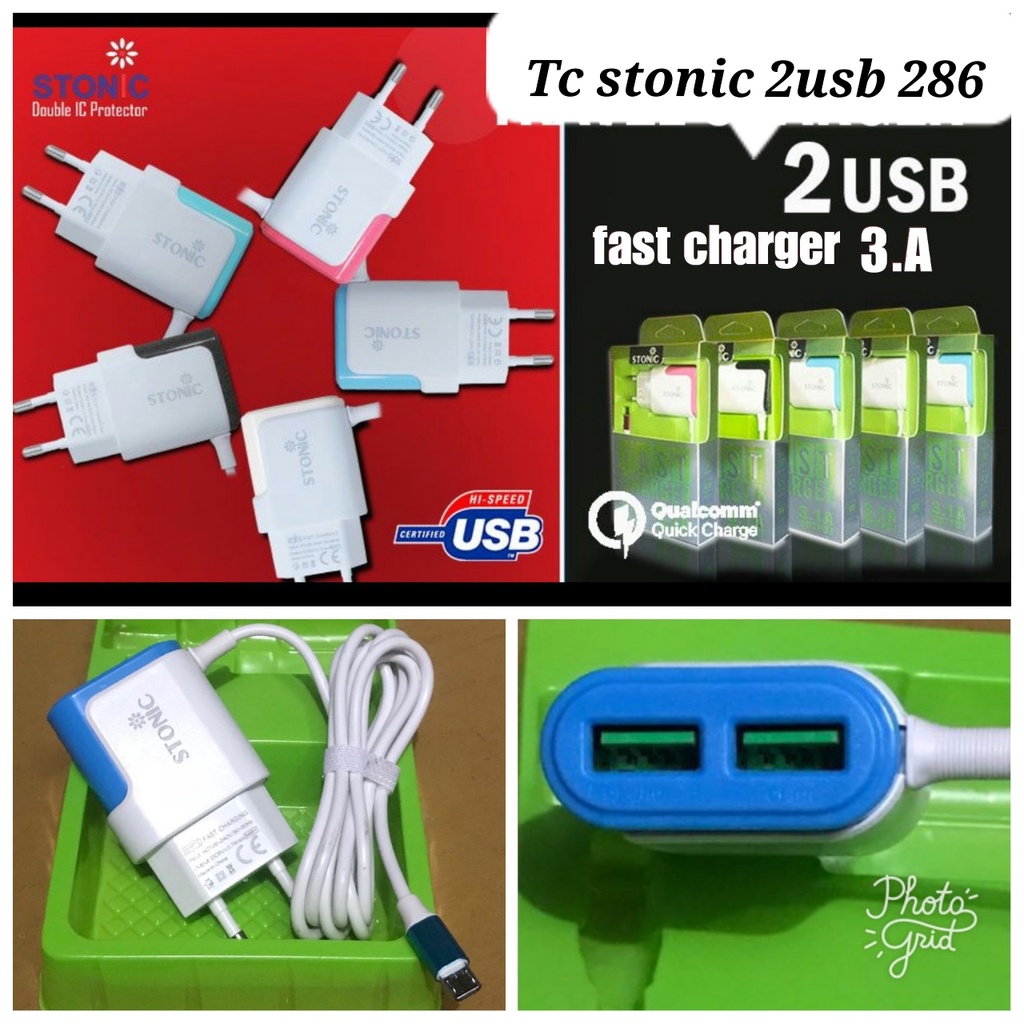 Stonic 2 USB (286) Port 3.1 Travel Charger Plus Kabel Micro USB Fast Charger