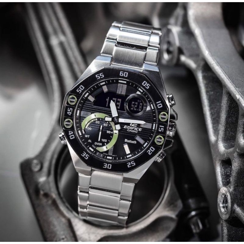 Jam Tangan Pria Merk Casio Edifice Type Ecb-10 Silver Free Box Set