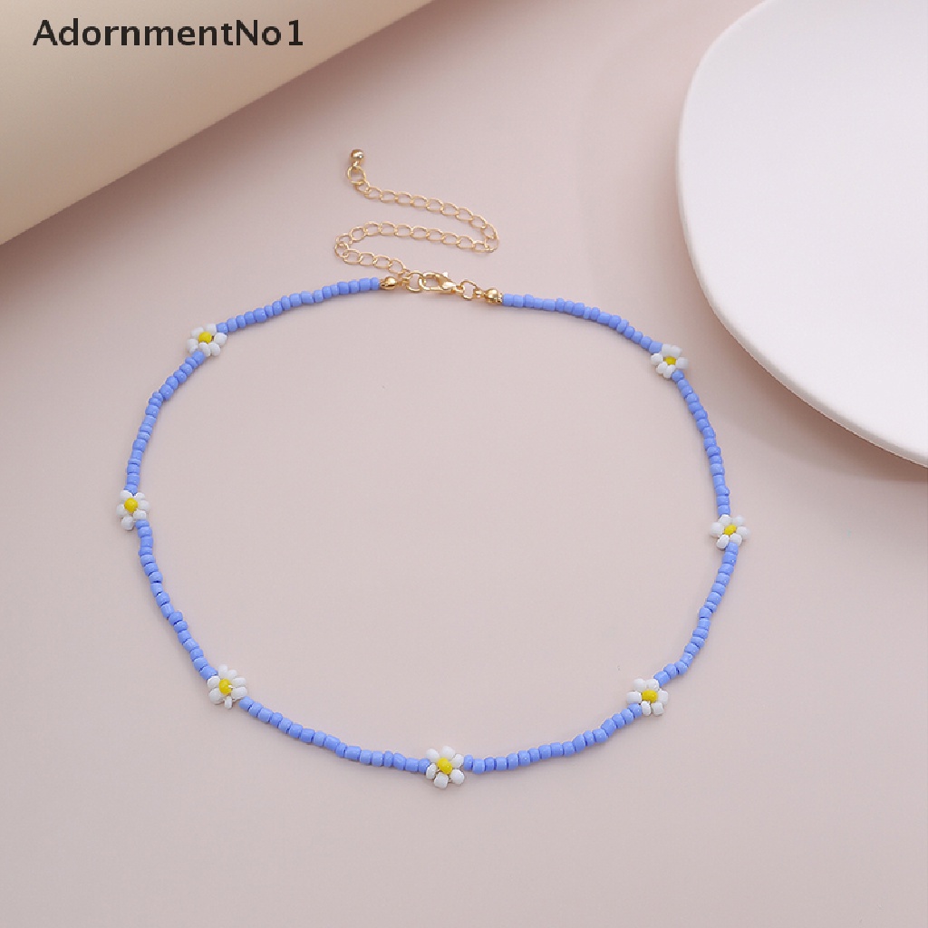 (AdornmentNo1) Kalung Choker Gaya Bohemia Motif Bunga Aksen Manik-Manik Untuk Perhiasan Wanita / Hadiah