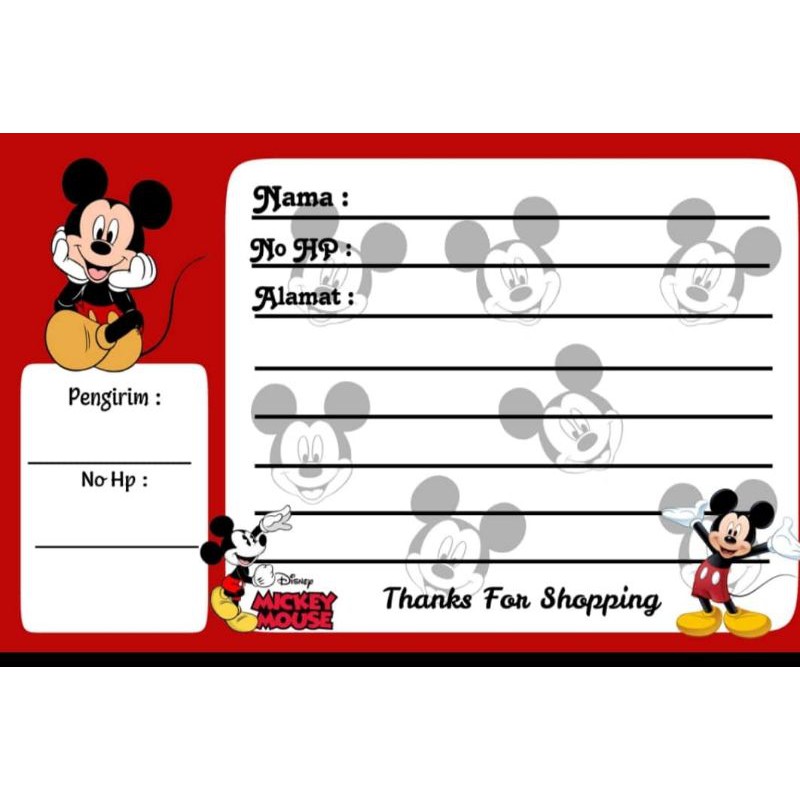 

LEBEL PENGIRIMAN OLSHOP MICKEY MOUSE