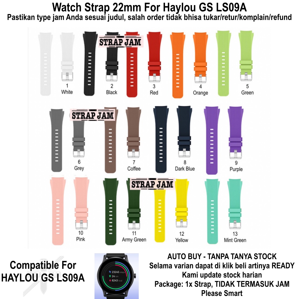 M46 Strap Haylou GS LS09A - Tali Jam 22mm Rubber Silikon Vertical Line