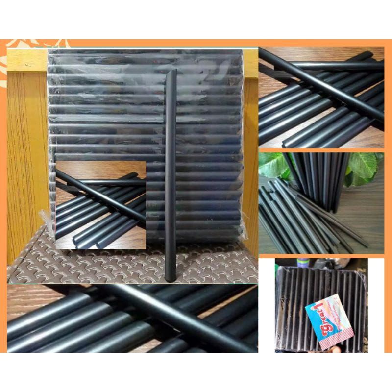 Pipet Boba / Sedotan Bubble Hitam 12mm Panjang 18cm Non Steril