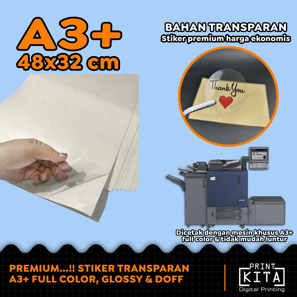 

KUALITAS PREMIUM…!!! Stiker Cutting TRANSPARAN A3+ Glossy Doff, Stiker Satuan Tanpa PO Tanpa Minimal Order, Cutting Stiker Satuan, Stiker Transparan Proses 1 Hari Selesai