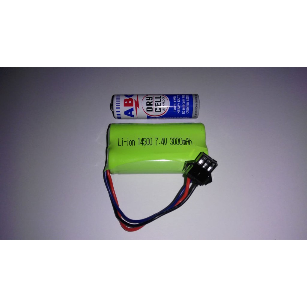 Batre RC Mobil Remot 7.4V 7,4V 3000mAh Socket Hitam 3pin 2x14500