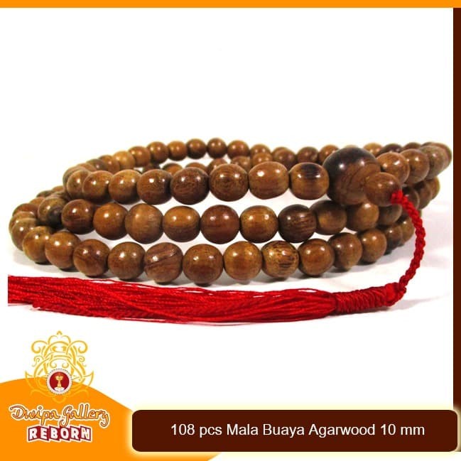 Tasbih / Mala Buddha 108 Gaharu Buaya / Agarwood 10 mm